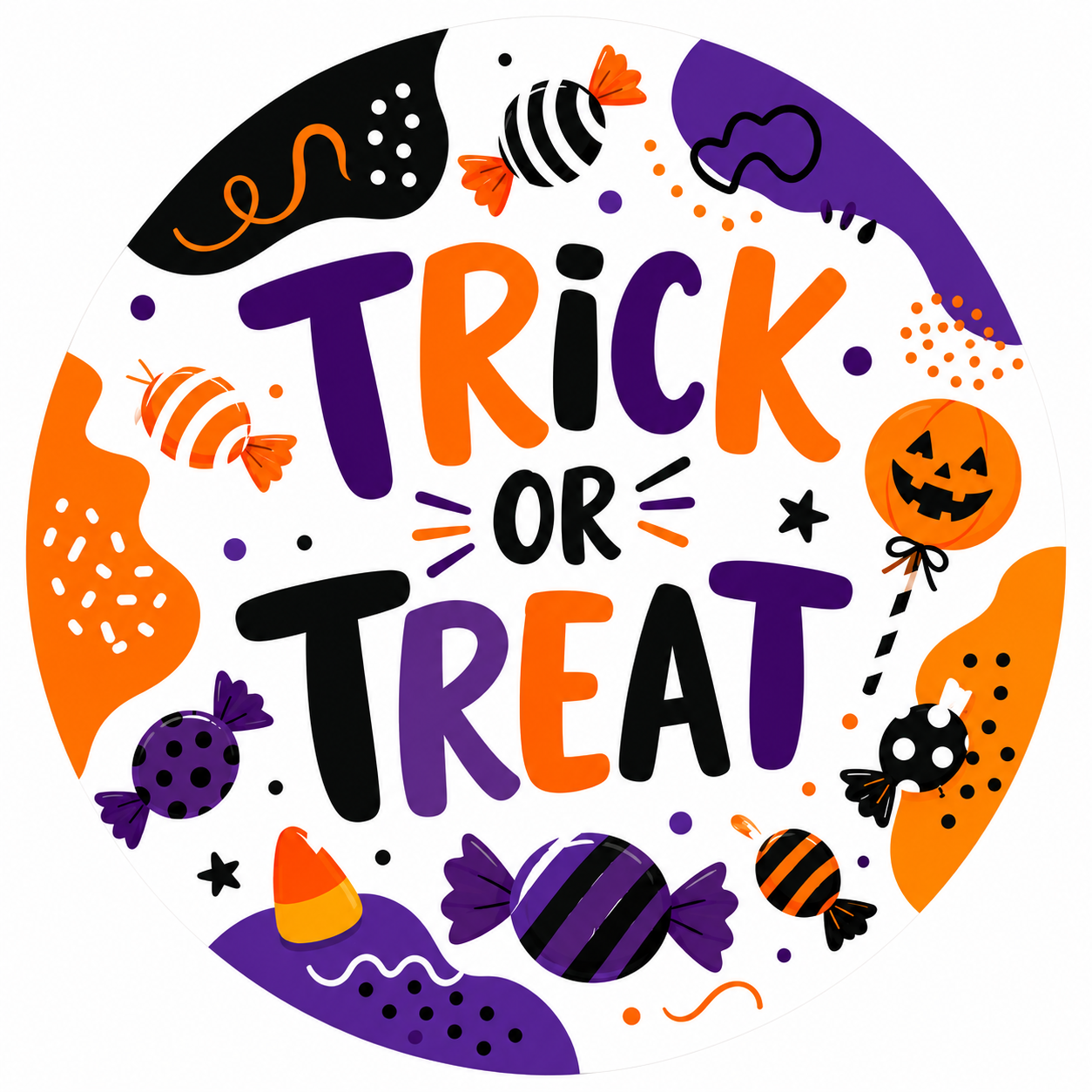 Trick or Treat Halloween metal sign for wreaths, candy-themed door hangers, porch décor and festive seasonal decorating.