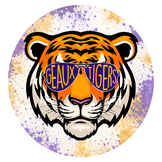 12" Geaux Tigers Metal Sign | Tiger Sunglasses Wreath Sign | Game Day Decor